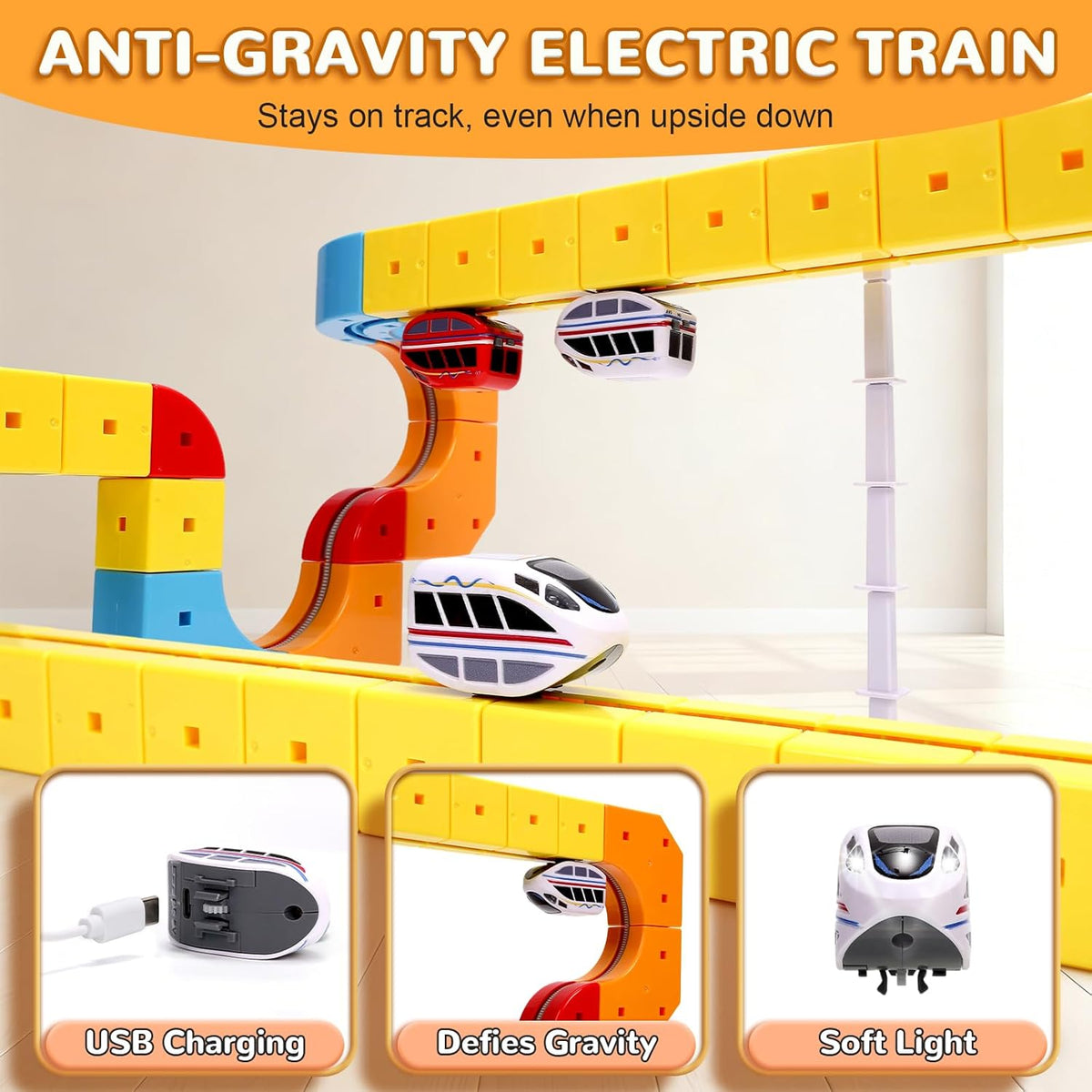 39 PCS Magnetic Train Track Set for Kids | STEM Educational Magnetic Racing Track with Rechargeable Train | DIY Toy
