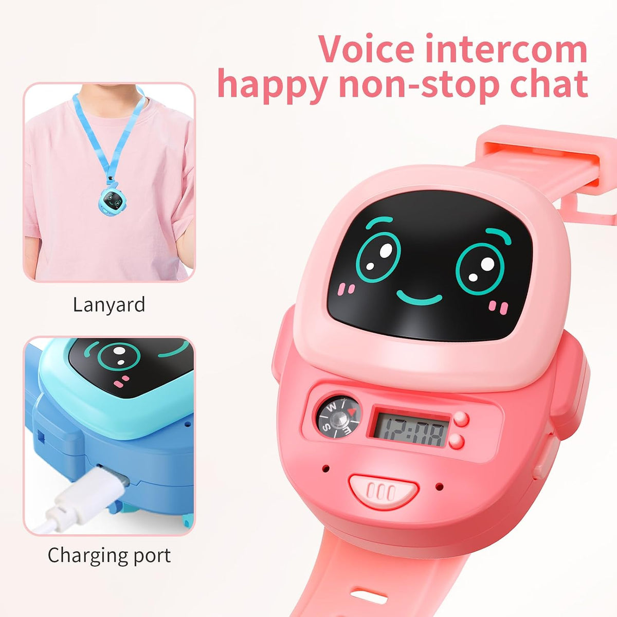 2-in-1 Kids Walkie Talkie Watch with Intercom, Flashlight & Compass
