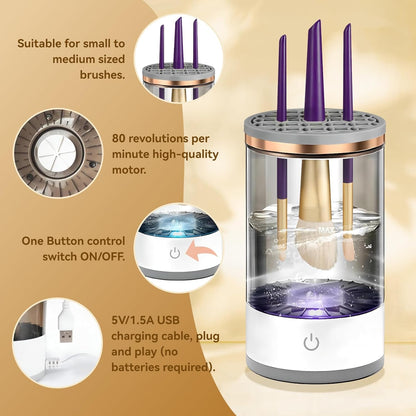 Electric Makeup Brush Cleaner Machine USB Automatic Cosmetic Brush Washer & Dryer