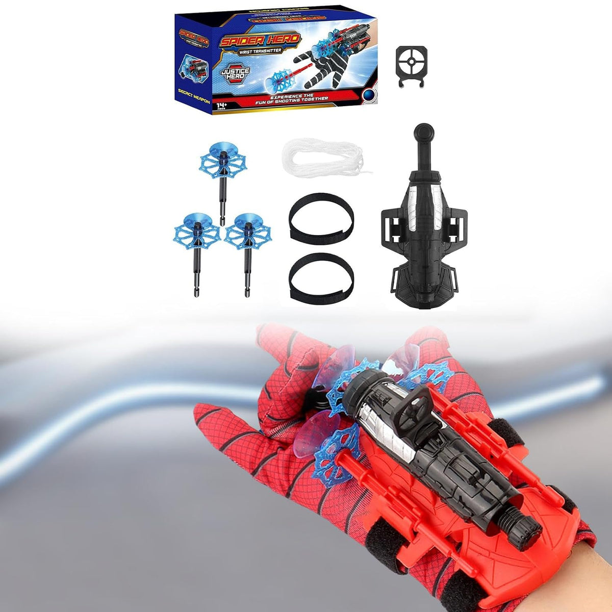 Spider Hero Wrist Shooter Toy with Superhero Glove & 2 Suction Cup Darts