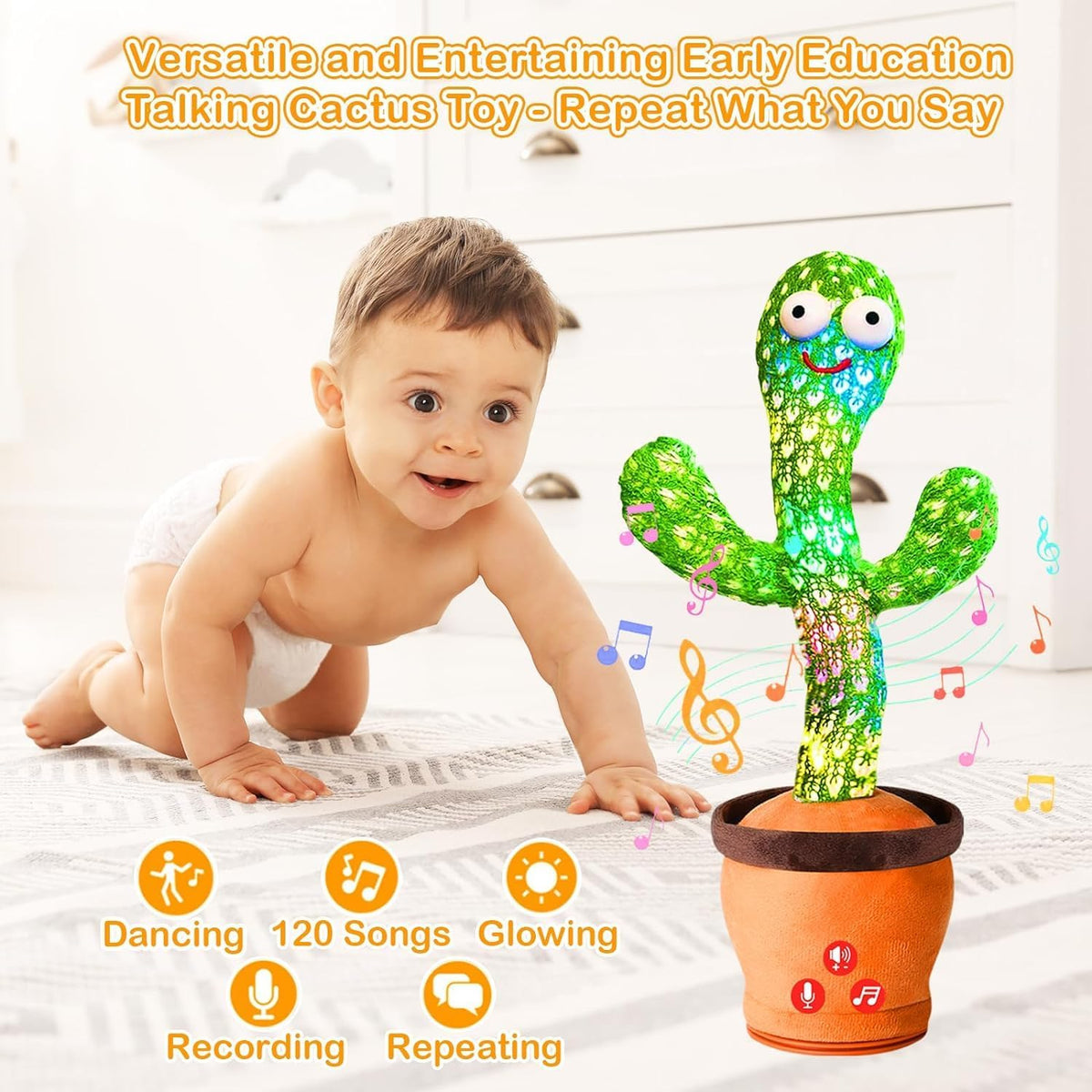 Dancing Cactus Toy for Kids | Talking, Singing & Repeating Toy with Lights & Music