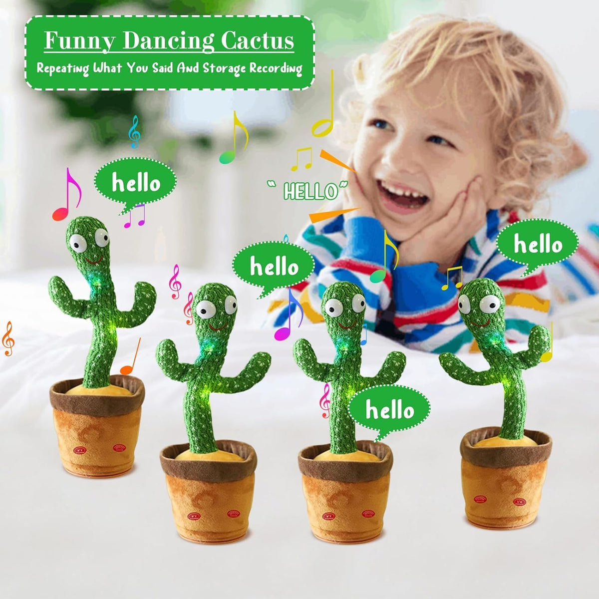 Dancing Cactus Toy for Kids | Talking, Singing & Repeating Toy with Lights & Music