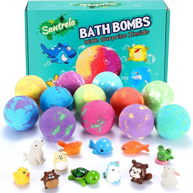 Santrela Bath Bombs with Surprise, Fizzing Bath Bombs for Boys & Girls