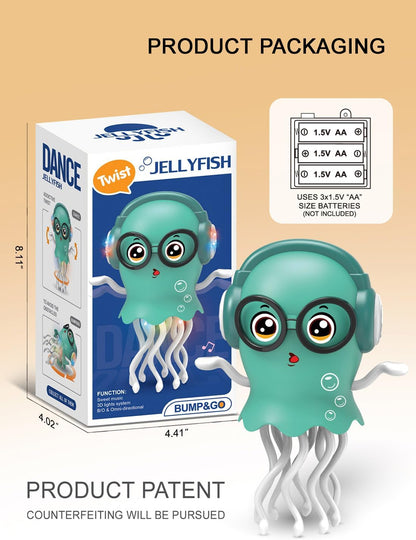 Dancing Jellyfish Toy – Musical Bump & Go LED Light-Up Crawling Toy