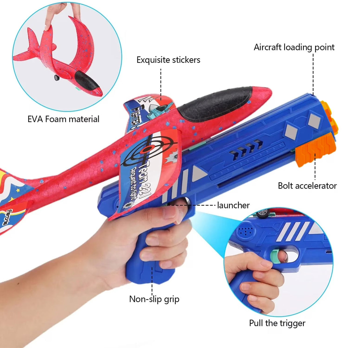 Airplane Launcher Gun for Kids - Foam Glider Airplane Launcher Gun for Kids