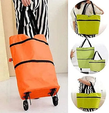 Foldable Rolling Shopping Bag with Wheels – Reusable Large Capacity Grocery Tote