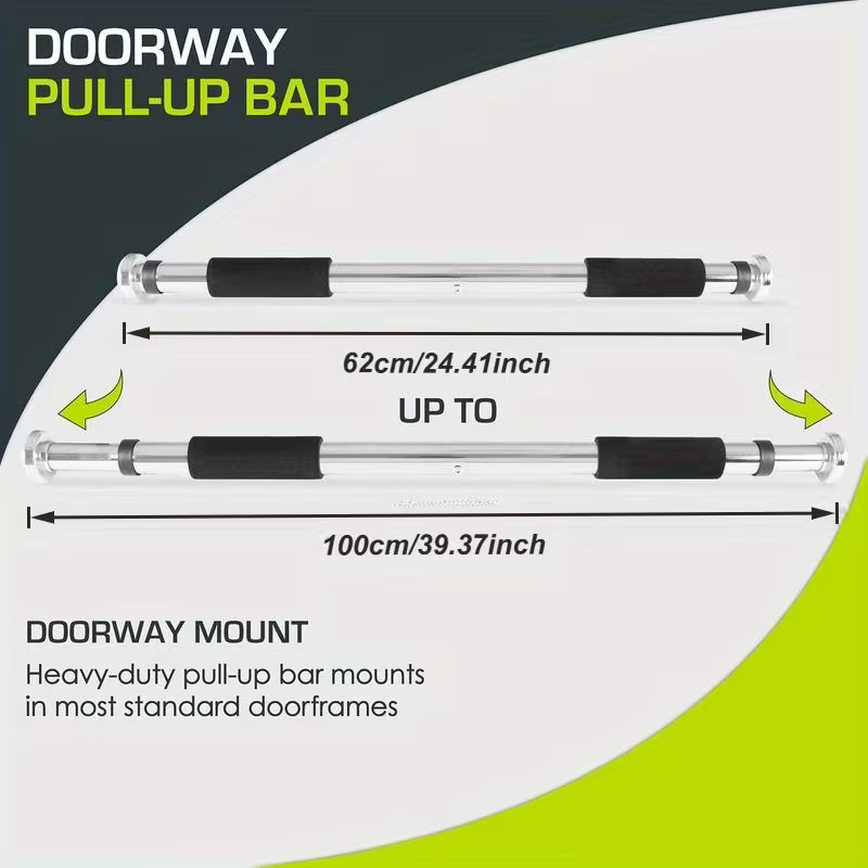 Adjustable Doorway Pull Up Bar | No Drill Home Gym Exercise Bar (62-100cm)