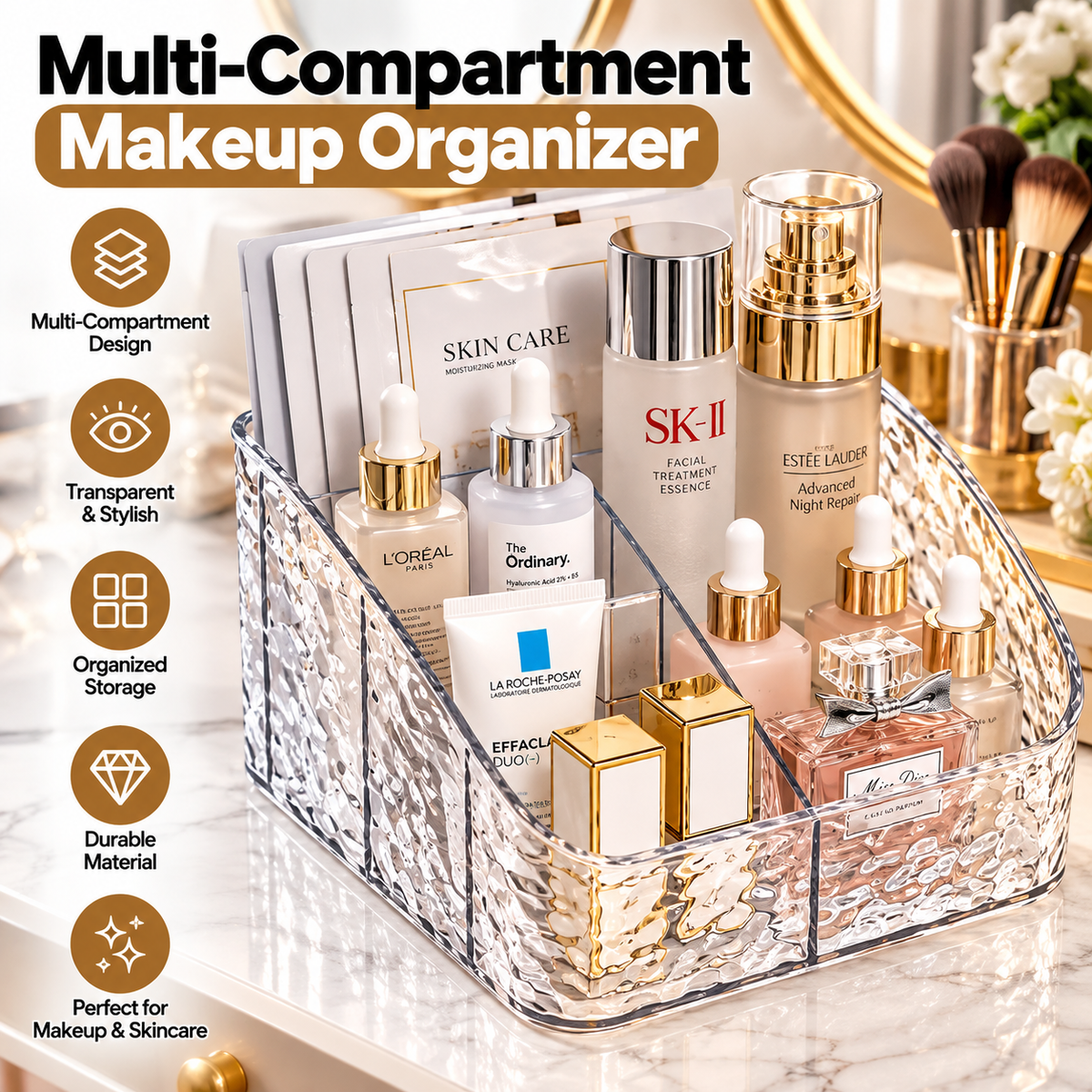 Multi-Compartment Makeup Organizer