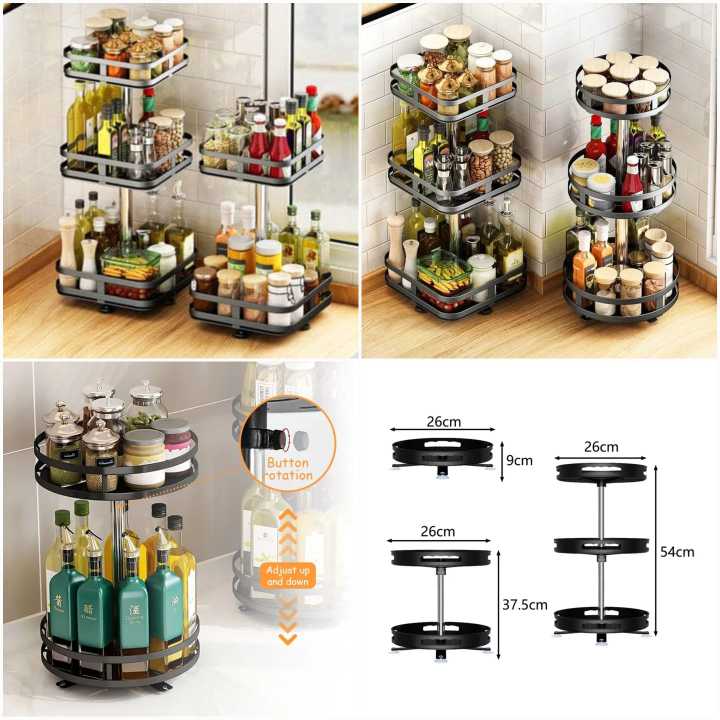 360` Rotating Iron Storage Rack Multifunction Kitchen Storage Organizer