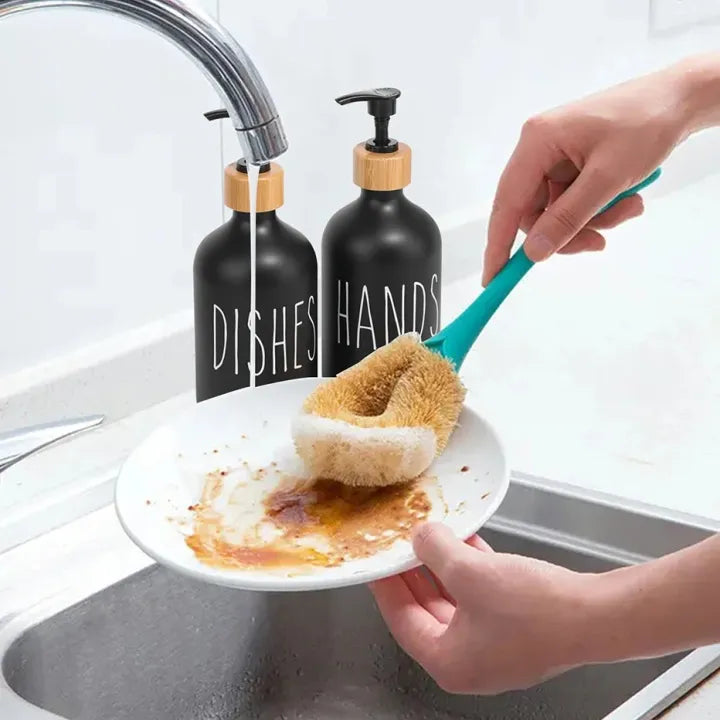 2PCS Soap Dispenser Set with Bamboo Tray