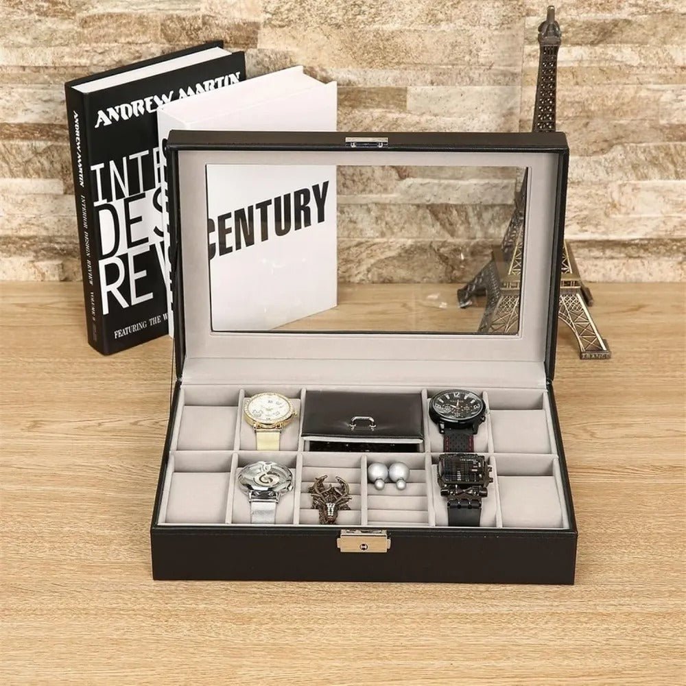 8 - Slot PU Leather Watch Box – Elegant Watch Storage & Organizer - Saadiq.pk