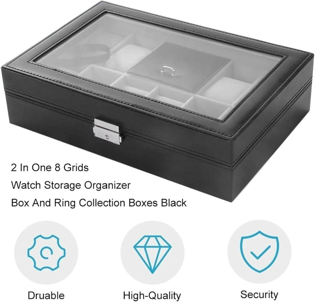 8 - Slot PU Leather Watch Box – Elegant Watch Storage & Organizer - Saadiq.pk