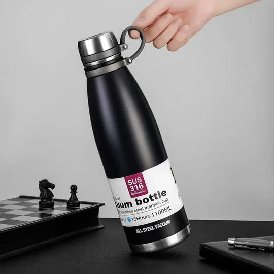 800ml Stainless Steel Vacuum Flask – Hot & Cold Water Bottle | Insulated Thermos for Gym, Office & Travel - Saadiq.pk
