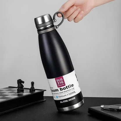 800ml Stainless Steel Vacuum Flask – Hot & Cold Water Bottle | Insulated Thermos for Gym, Office & Travel - Saadiq.pk