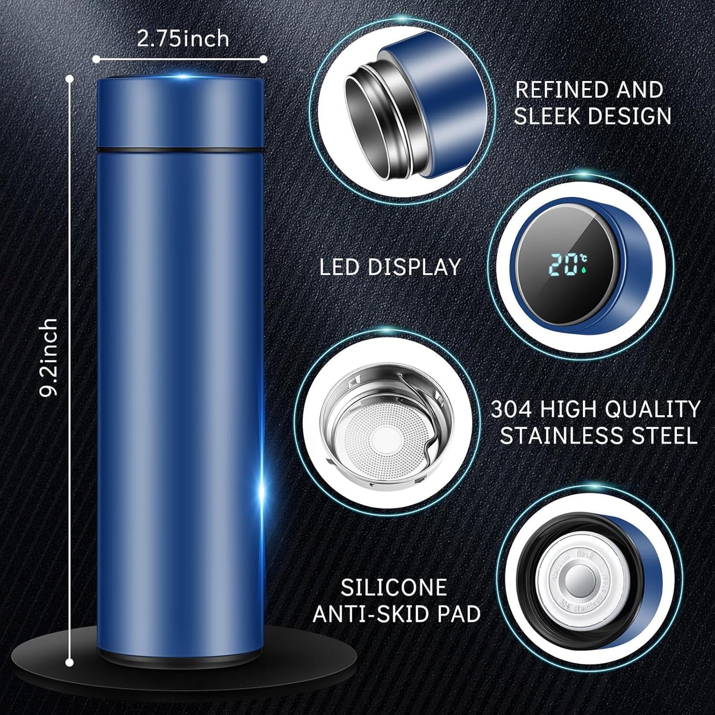 Smart insulated bottle with display lid - Saadiq.pk