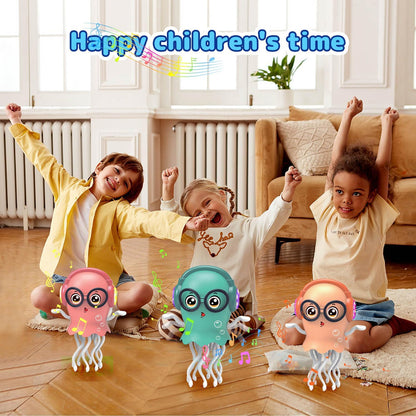 Dancing Jellyfish Toy – Musical Bump & Go LED Light-Up Crawling Toy