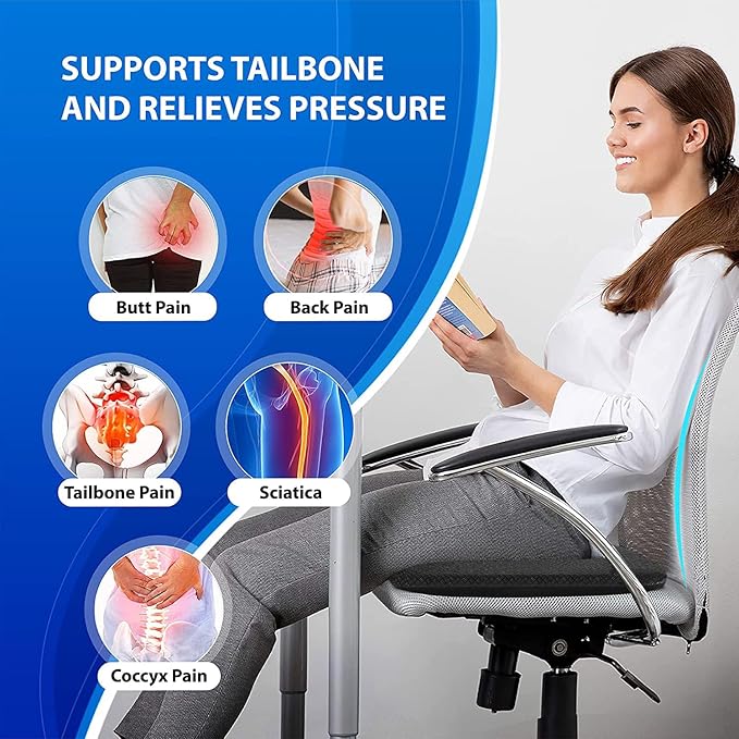 Gel Seat Cushion - U-shaped Breathable Honeycomb Design Comfortable Cushion for Long Sitting