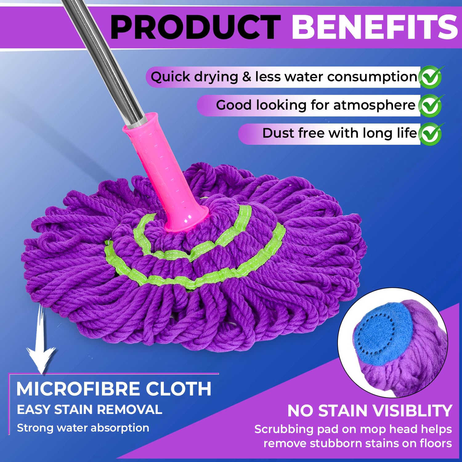Telescopic self-wringing mop - Saadiq.pk