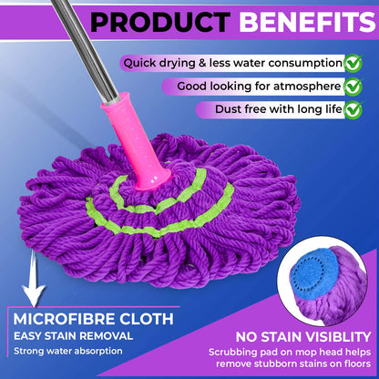 Telescopic self-wringing mop - Saadiq.pk