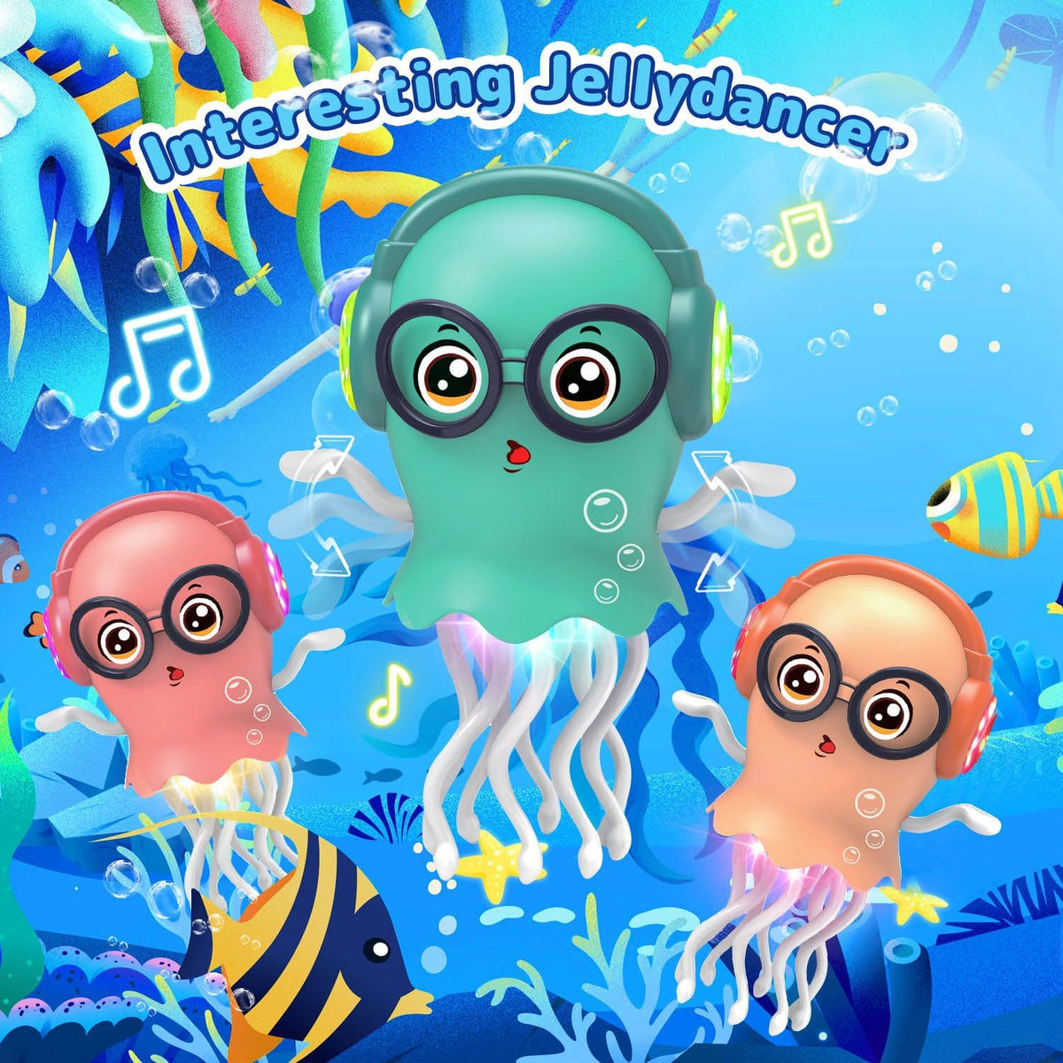 Dancing Jellyfish Toy – Musical Bump & Go LED Light-Up Crawling Toy