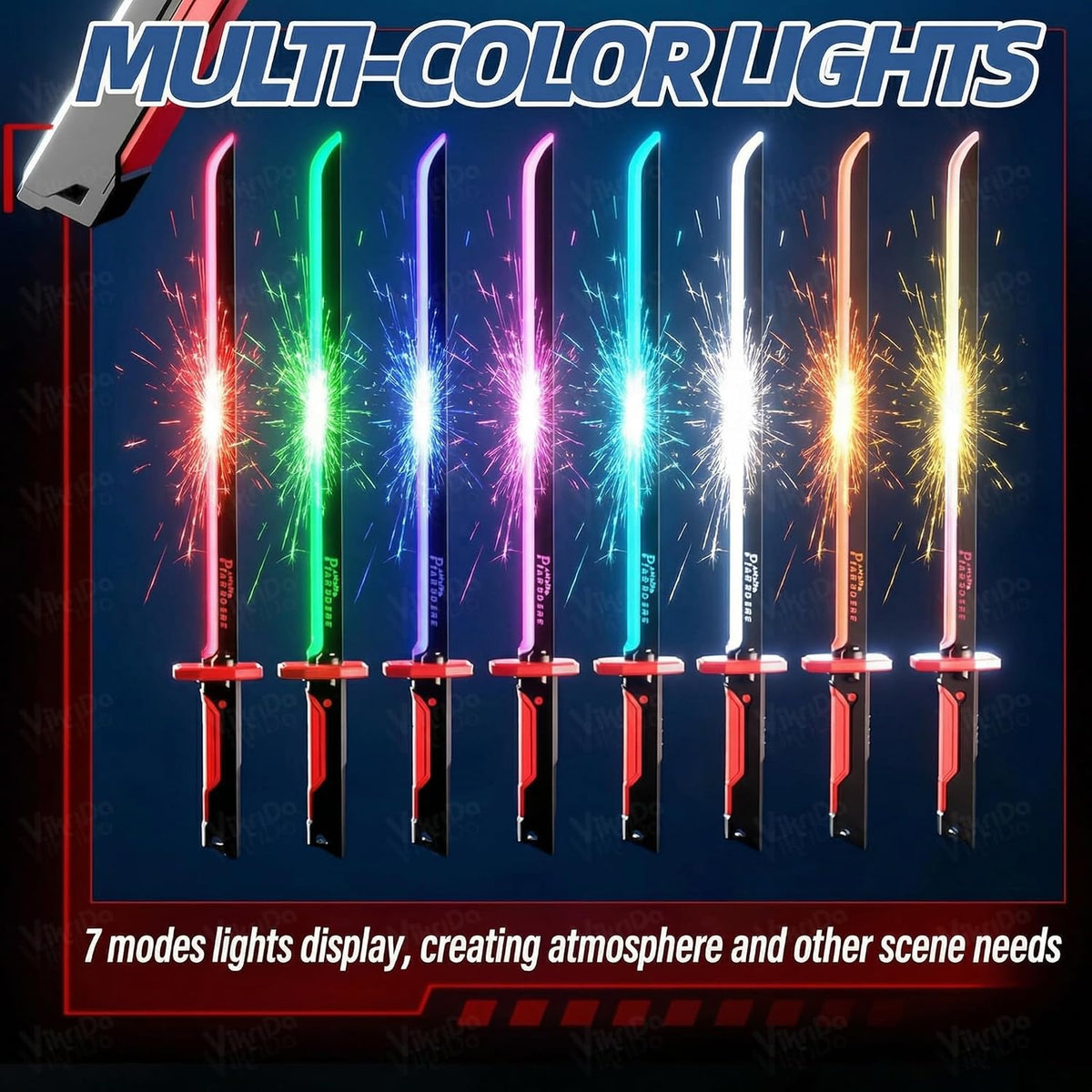 RGB LED Light Up Katana Sword with Mist Spray & Spark Effect