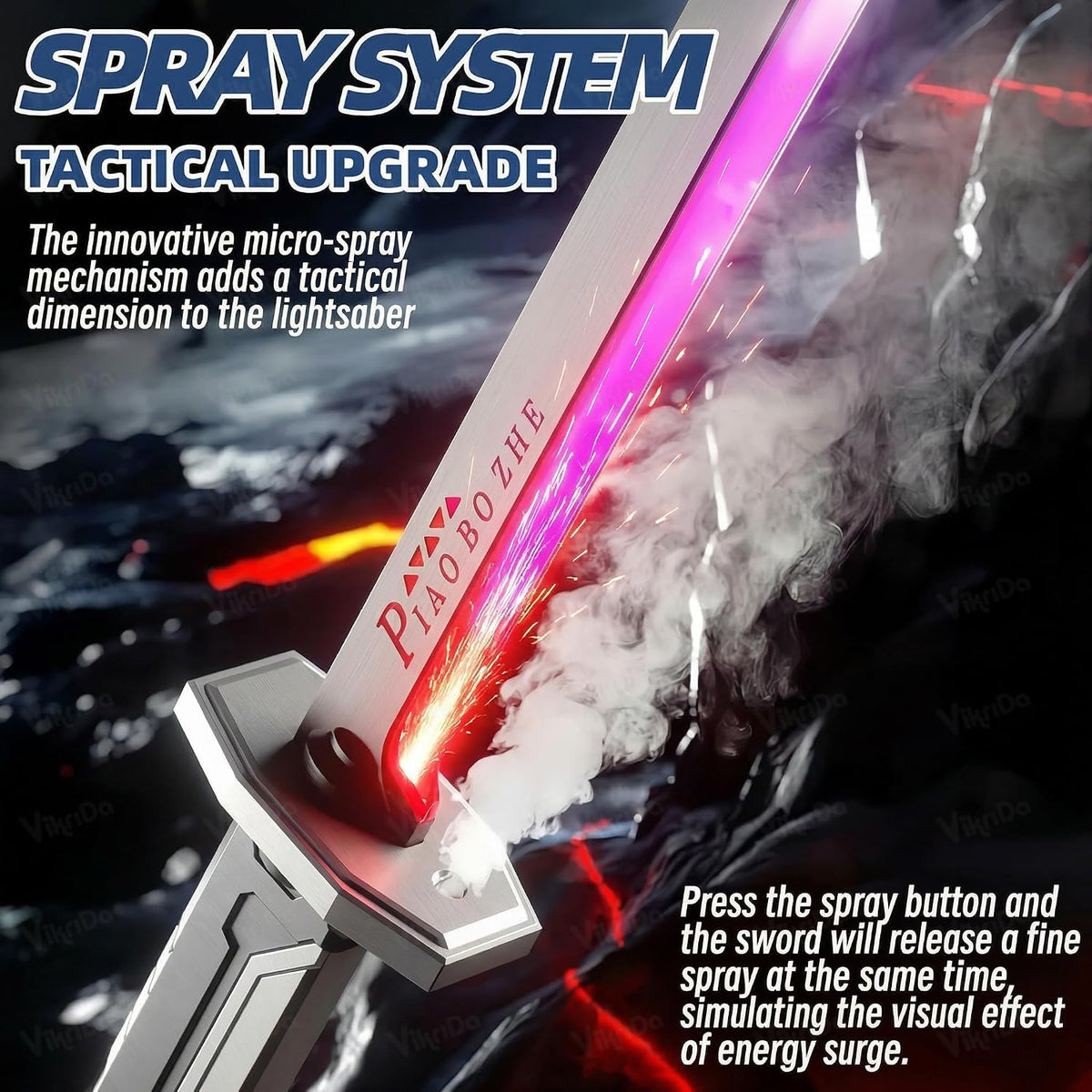 RGB LED Light Up Katana Sword with Mist Spray & Spark Effect