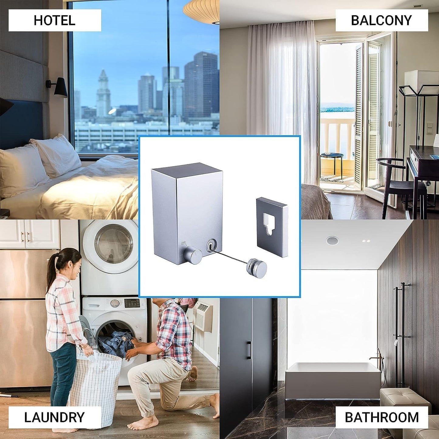 Retractable Clothesline 4.2M Wall Mounted Stainless Steel Laundry Drying Line | Space Saving Indoor & Outdoor Clothes Drying Rope