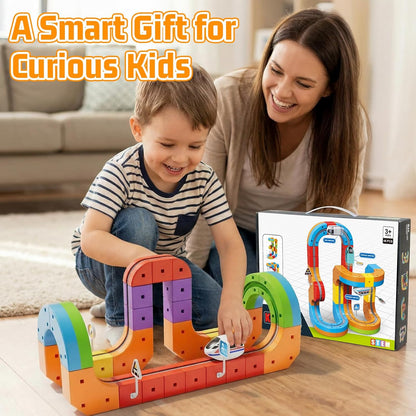 39 PCS Magnetic Train Track Set for Kids | STEM Educational Magnetic Racing Track with Rechargeable Train | DIY Toy