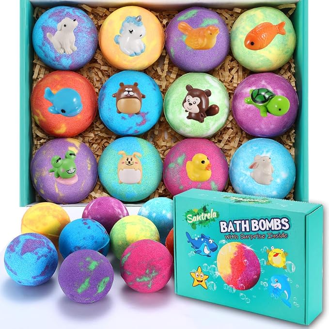 Santrela Bath Bombs with Surprise, Fizzing Bath Bombs for Boys & Girls