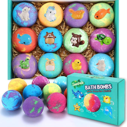 Santrela Bath Bombs with Surprise, Fizzing Bath Bombs for Boys & Girls