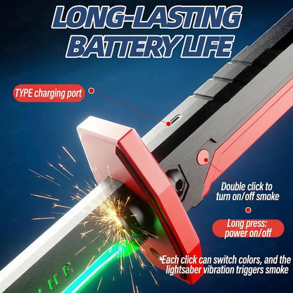 RGB LED Light Up Katana Sword with Mist Spray & Spark Effect
