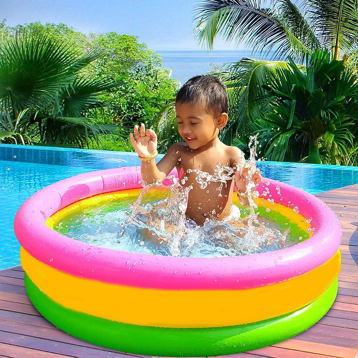Colorful Inflatable Kids Swimming Pool – Safe & Durable Kids Pool for Summer Fun - 5ft