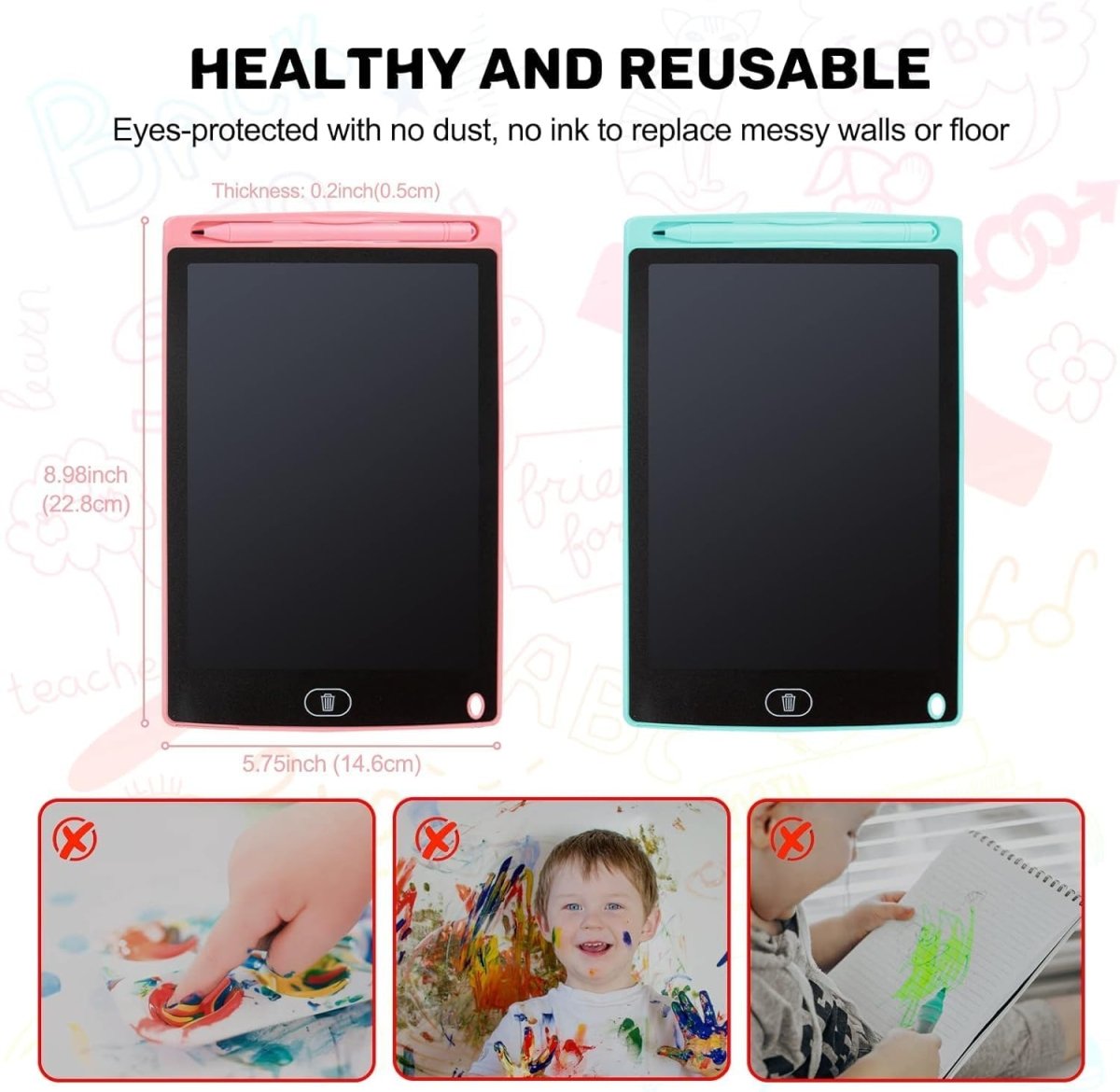 8.5 Inch LCD Writing Tablet for Kids – Multicolor Screen Reusable Digital Drawing - Saadiq.pk