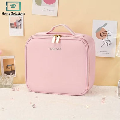 Large Capacity LED Makeup Bag with Mirror | Portable Cosmetic Organizer Case