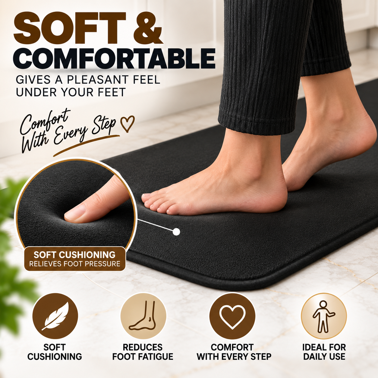 2PC Anti Slip Water Absorbent Runner With Mat – Rustic Wood