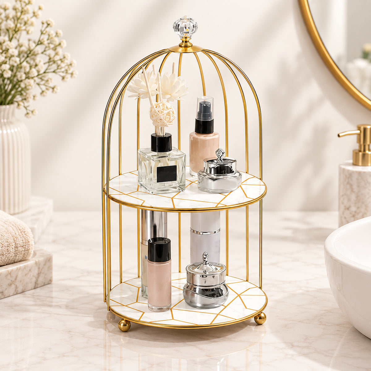 2-Tier Golden Vanity Organizer