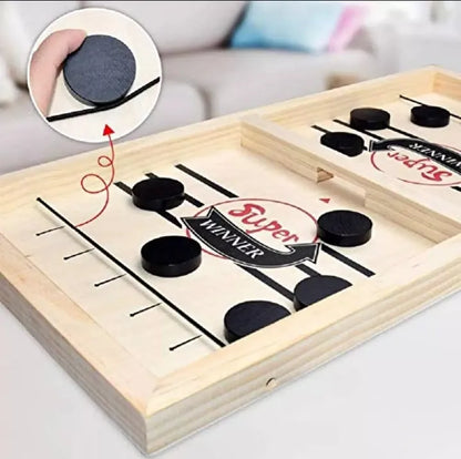 Pucket Game Wooden Sling Puck Board Game – Fast-Paced Family Game
