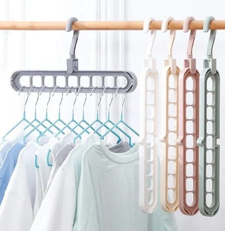 9 Hole Hanger (Pack of 3) – Space - Saving Wardrobe & Closet Organizer - Saadiq.pk