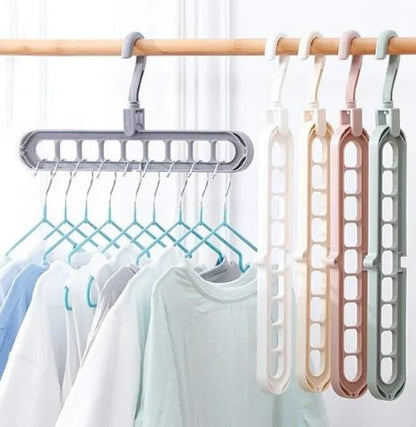 9 Hole Hanger (Pack of 3) – Space - Saving Wardrobe & Closet Organizer - Saadiq.pk