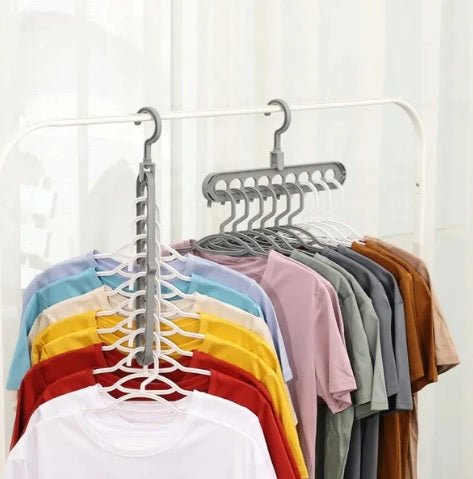 9 Hole Hanger (Pack of 3) – Space - Saving Wardrobe & Closet Organizer - Saadiq.pk