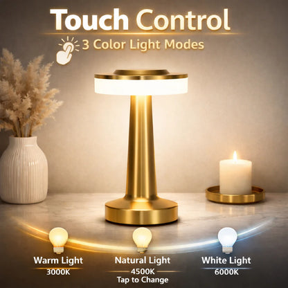 3 Color Temperature Dimming Table Lamp – Rechargeable LED Touch Lamp