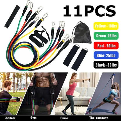 Resistance Bands 11‑Piece Set | Full Body Workout & Home Gym Training Kit