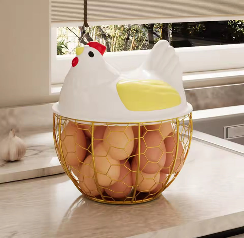 Hen Egg Basket with Lid – Large Capacity Holder
