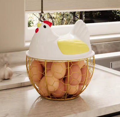 Hen Egg Basket with Lid – Large Capacity Holder