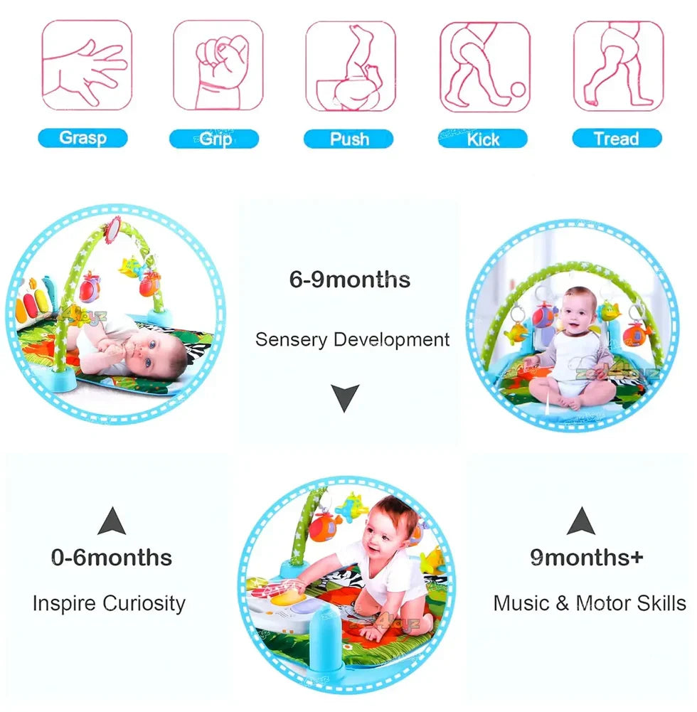 Baby Activity Play Gym with Hanging Toys, Infant Play Mat 0+ Months, Sensory & Motor