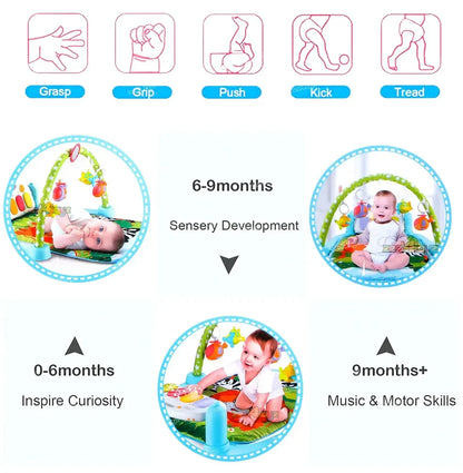 Baby Activity Play Gym with Hanging Toys, Infant Play Mat 0+ Months, Sensory & Motor