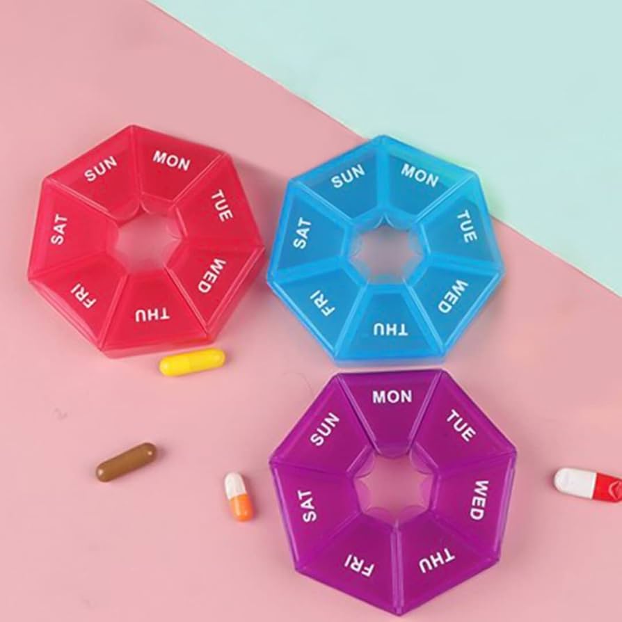 Round Weekly pills box organizer