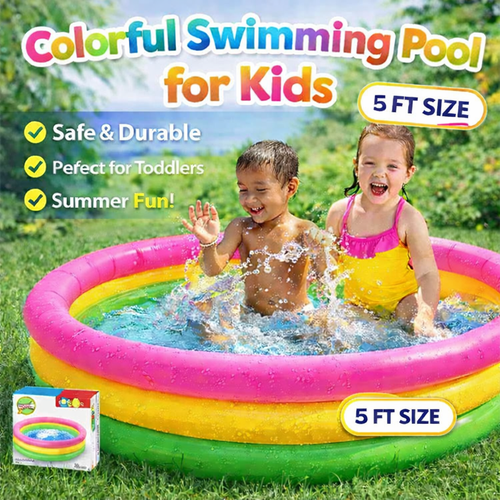 Colorful Inflatable Kids Swimming Pool – Safe & Durable Kids Pool for Summer Fun - 5ft