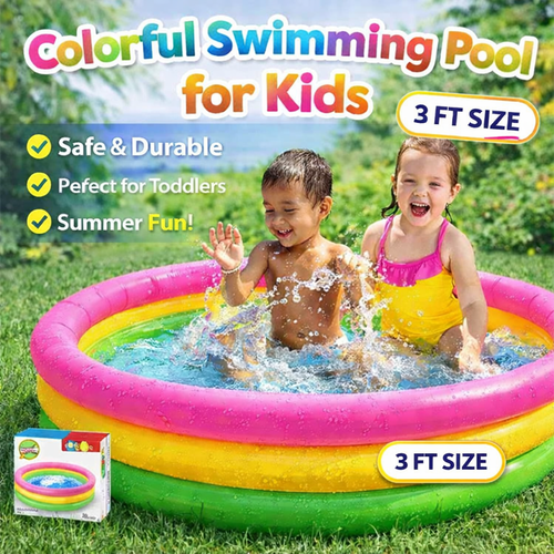 Colorful Inflatable Kids Swimming Pool – Safe & Durable Kids Pool for Summer Fun - 3ft