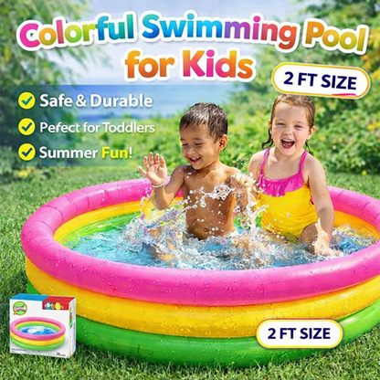 Colorful Inflatable Kids Swimming Pool – Safe & Durable Kids Pool for Summer Fun - 2ft